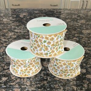 CELEBRATE IT FLORAL WIRED RIBBON SET OF 3 NWT